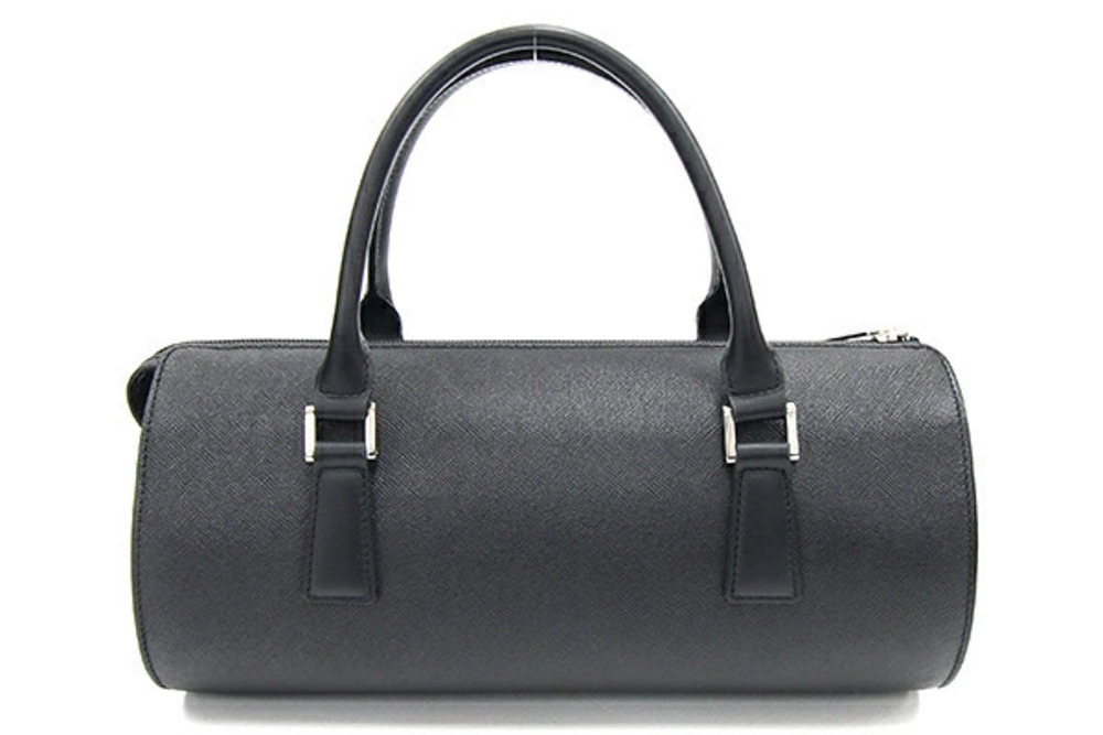Burberry cylindrical leather handbag Check black Nova Black